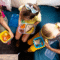 Healthy lunchbox ideas for children with colorful vegetables and fruit.