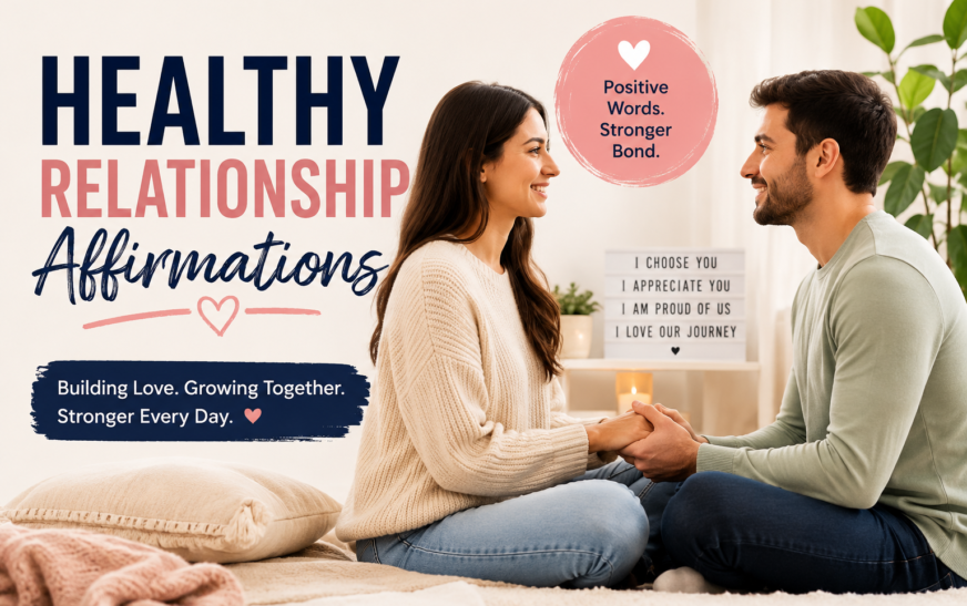 Couple holding hands while practicing healthy relationship affirmations together