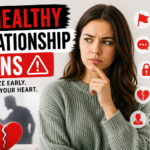Person recognizing early unhealthy relationship signs and red flags while dating